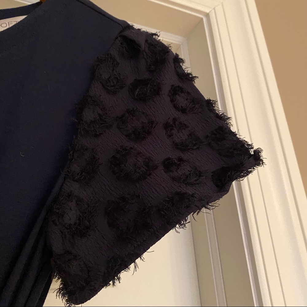 Loft navy dress with puffy sleeves and tie belt XXSP - Picture 3 of 7